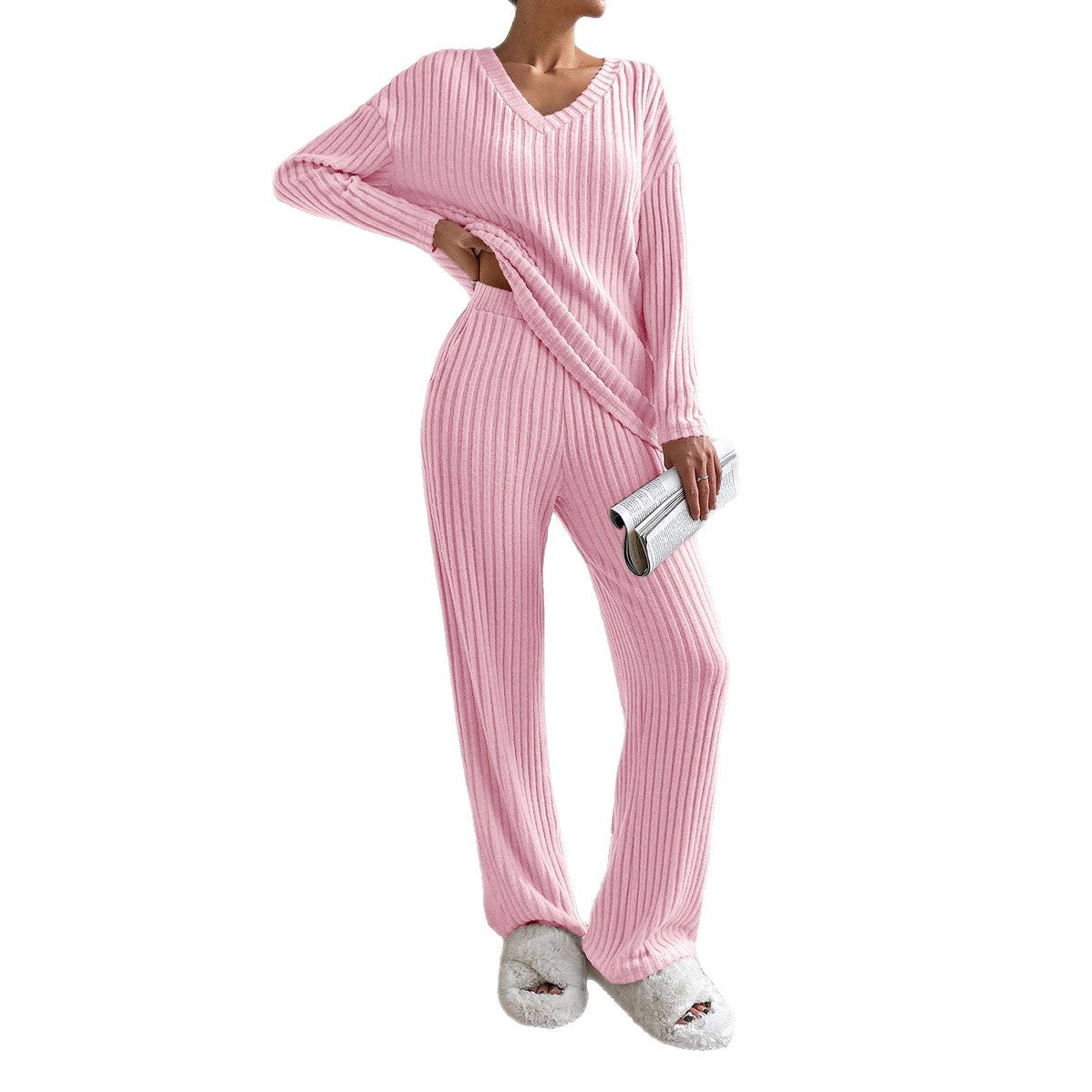 Women's Cozy Striped Lounge Set Stalluxe