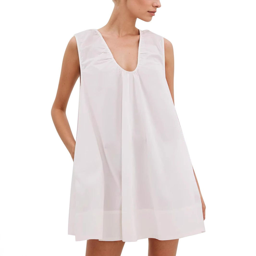 Damen Lässiges Sommerkleid mit Rüschen-Ausschnitt Stalluxe