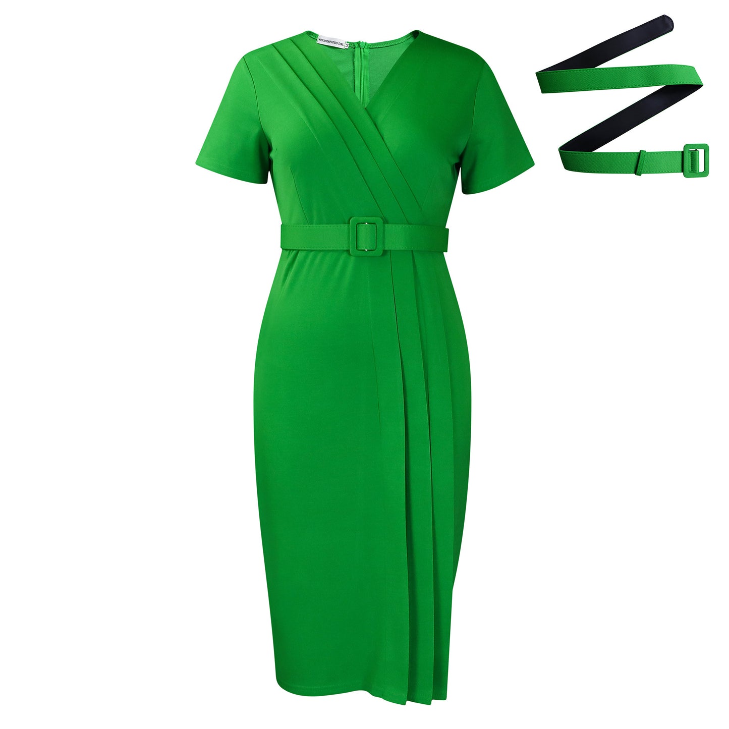 Damen Midi-Kleid mit schickem Wickelverschluss und dekorativem Gürtel Stalluxe