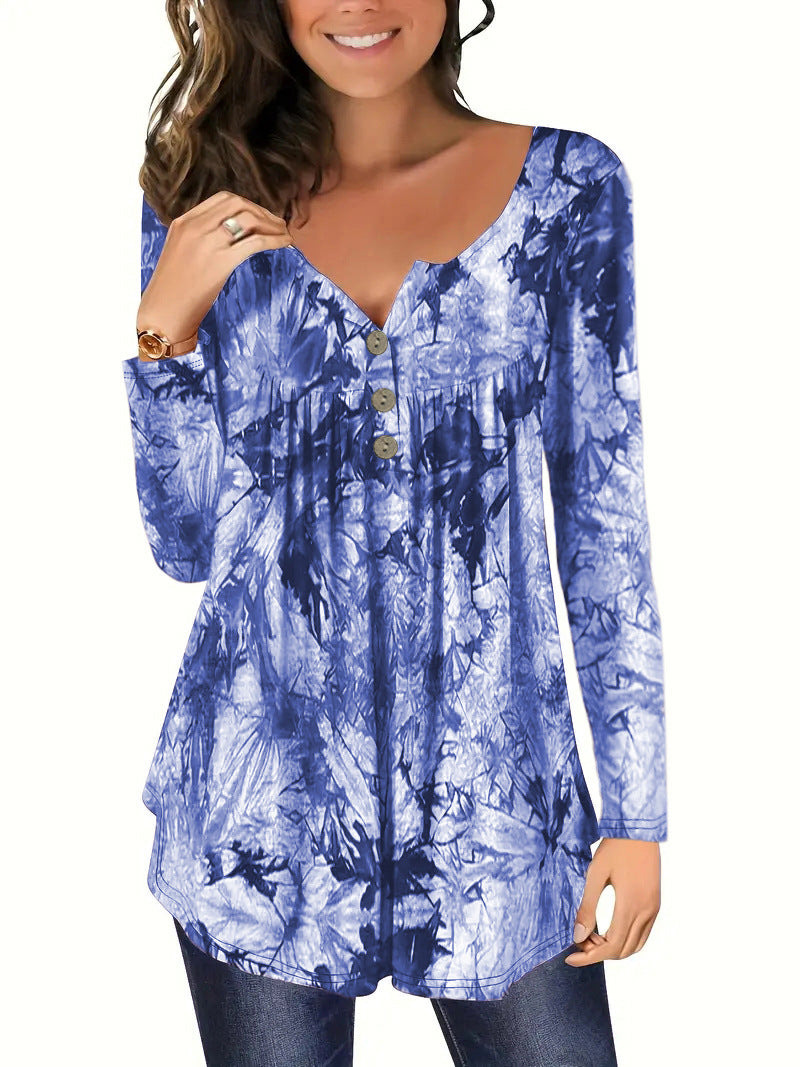 Damen lange Bluse mit Knopfleiste und elegantem Faltenwurf Stalluxe