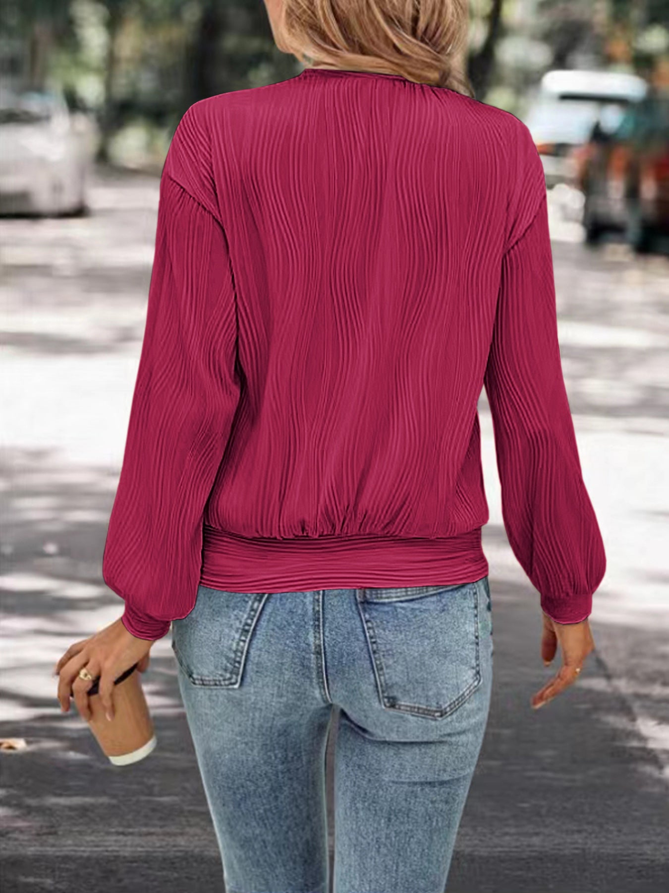 Damen lässiges Sweatshirt mit strukturiertem Stoff und elastischen Bündchen Stalluxe