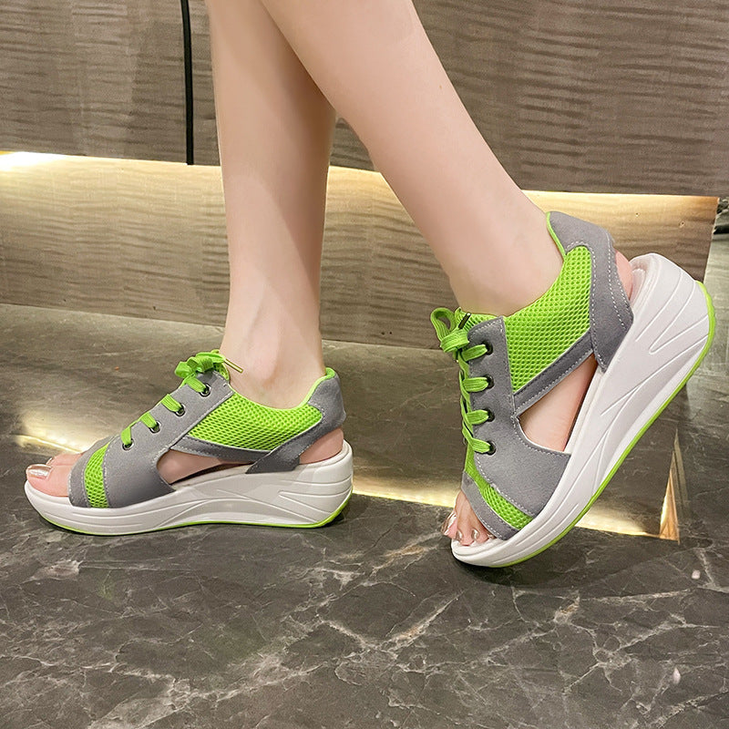 Damen sportliche Sandalen mit atmungsaktivem Mesh-Obermaterial und flexiblem Keil Stalluxe
