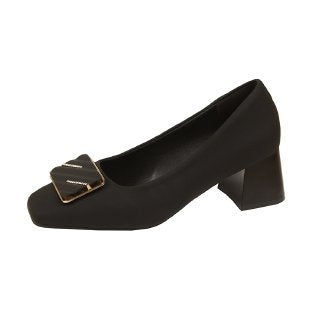 Damen elegante Pumps mit quadratischer Spitze und modischer Schnalle Stalluxe