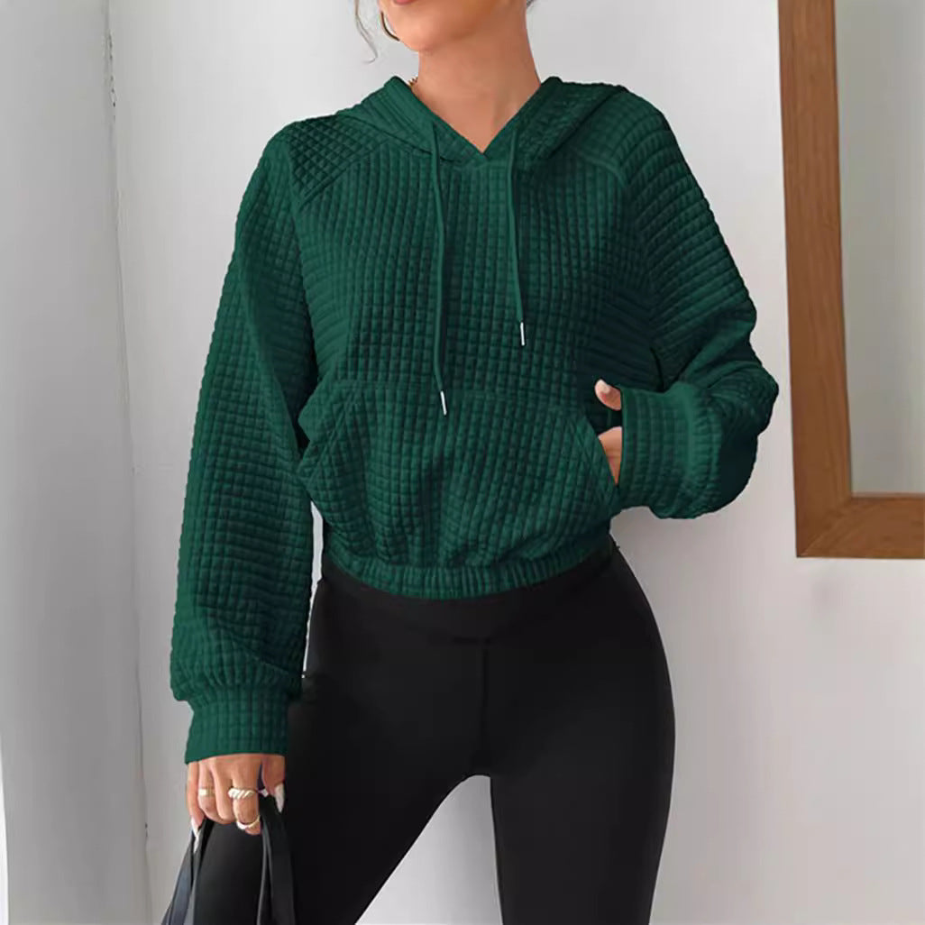 Women's Textured Crop Hoodie Stalluxe