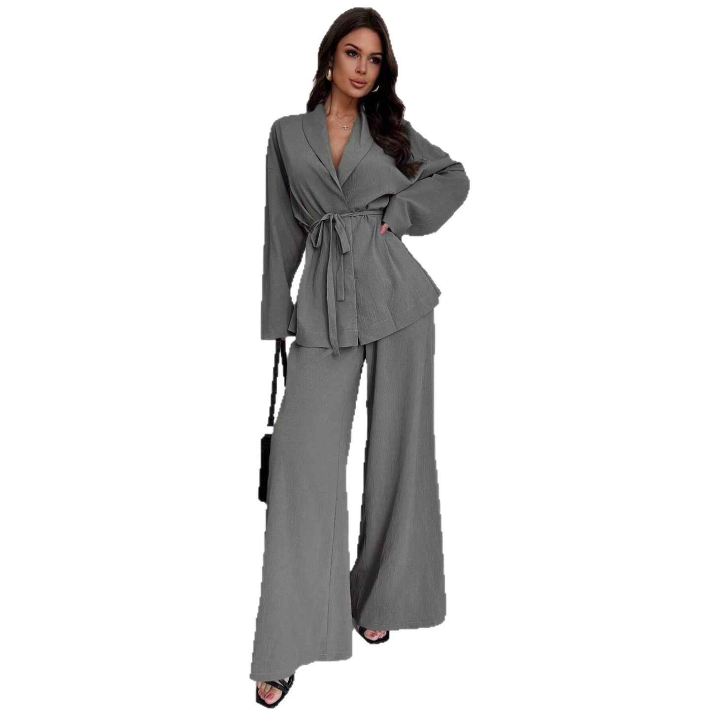 Damen lässige Oversized Blazerjacke mit Gürtel Stalluxe