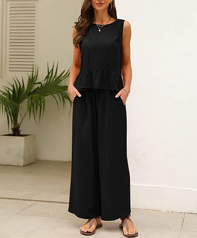 Damen luftiges Jumpsuit mit Rüschensaum Stalluxe
