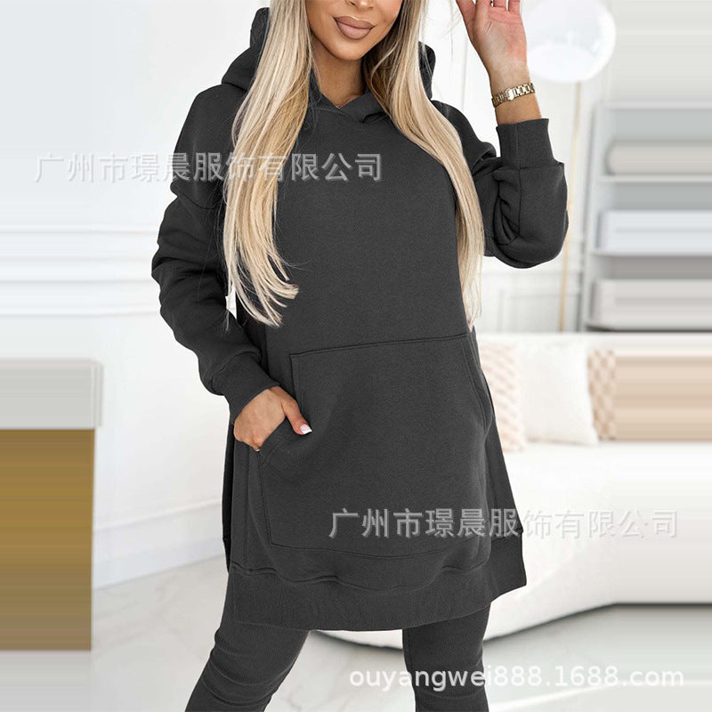 Damen lässiges Hoodie-Kleid Set Stalluxe