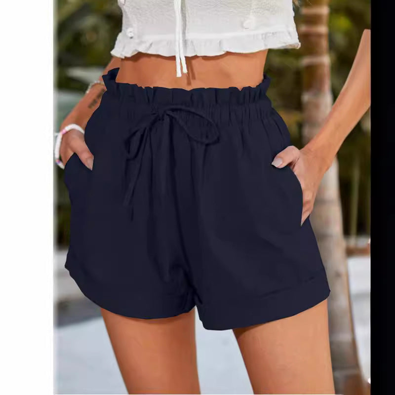Damen lässige Sommer-Shorts mit elastischem Bund und Taschen Stalluxe