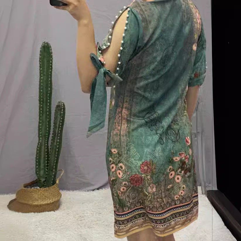 Damen Sommerkleid mit floralen Motiven und schulterfreiem Design Stalluxe