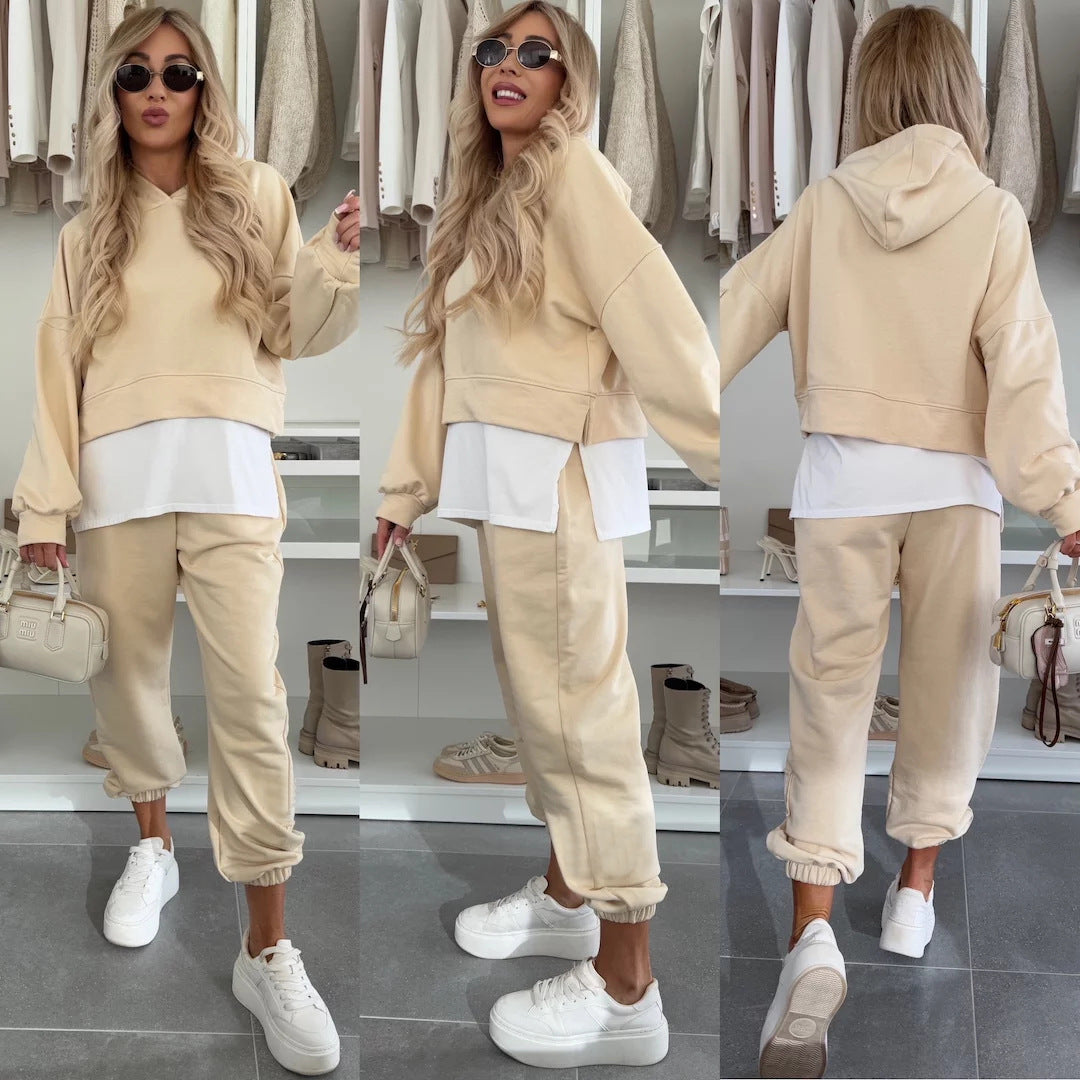 Damen lässiges cropped Hoodie und bequeme Jogginghose Set Stalluxe