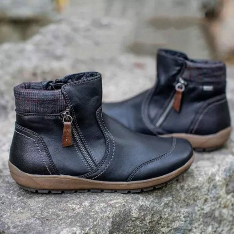 Damen gefütterte Stiefeletten mit seitlichem Reißverschluss und modischer Naht Stalluxe