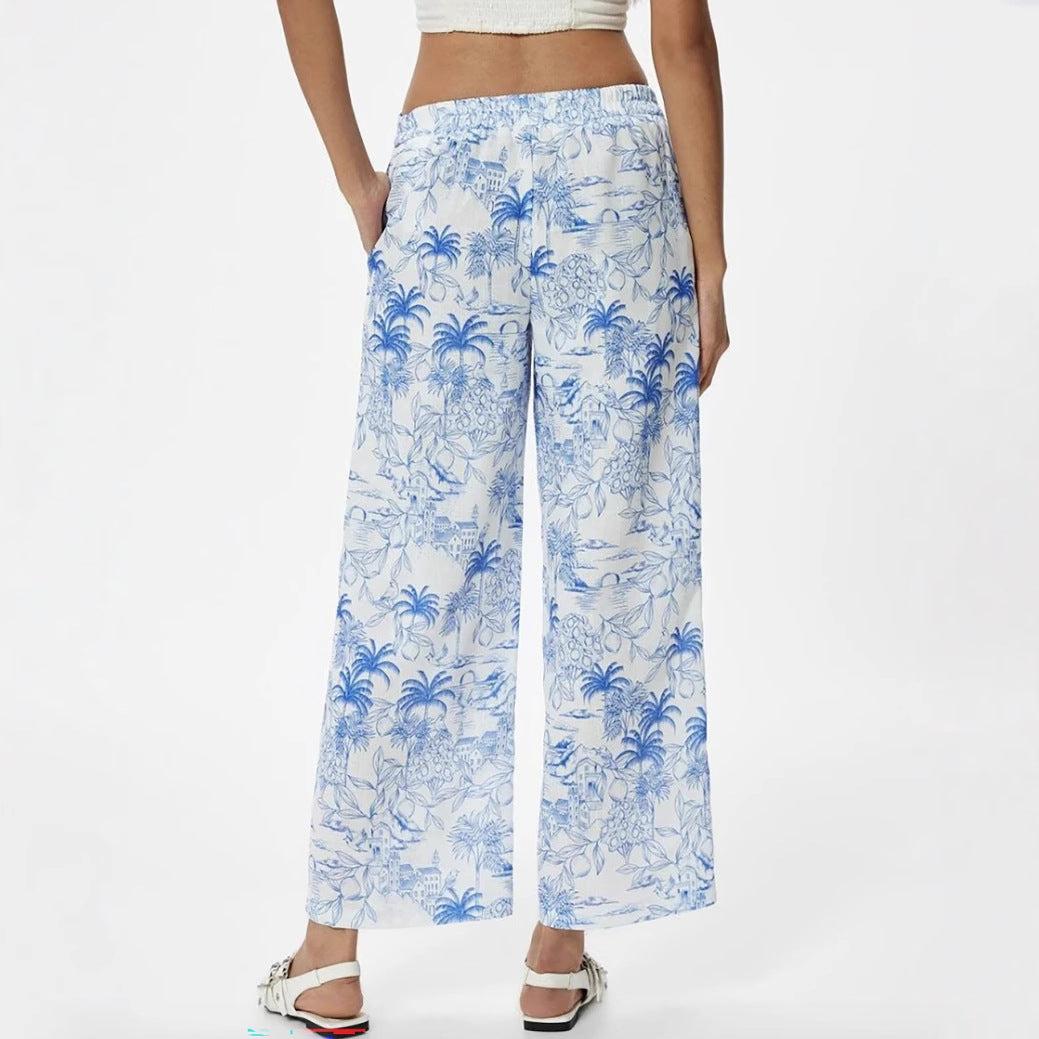 Damen Palazzo-Hose mit floralem Muster und weitem Schnitt Stalluxe