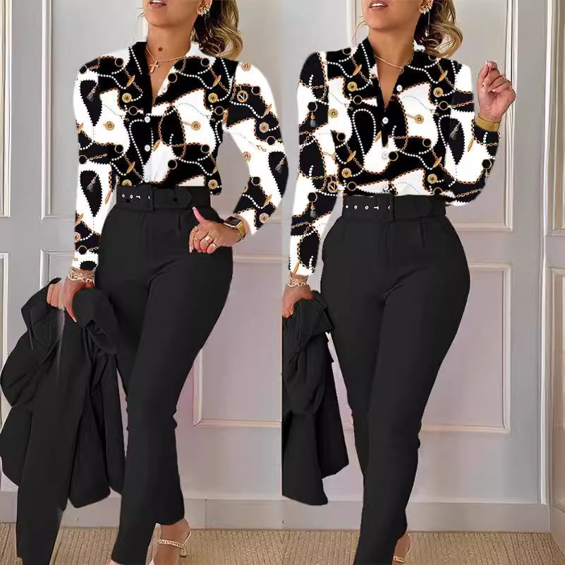 Damen Elegante Bluse mit animalischem Muster und klassischen Details Stalluxe