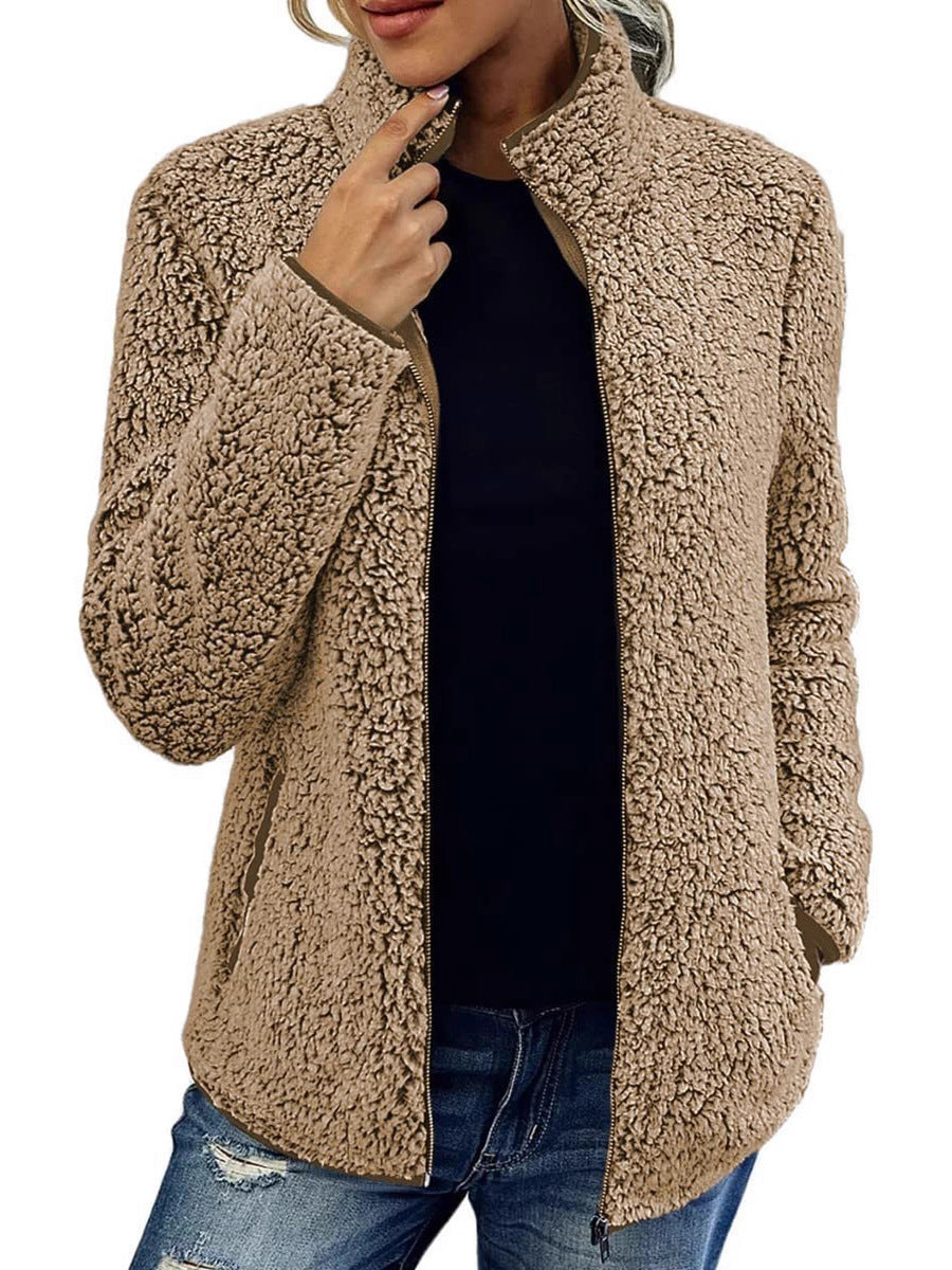 Damen Kuschelige Fleecejacke mit Stehkragen und Seitentaschen Stalluxe