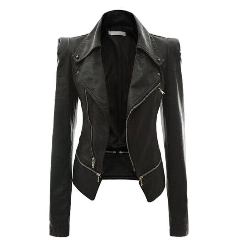 Damen Lederjacke mit asymmetrischem Reißverschluss und stilvollen Zipper-Details Stalluxe
