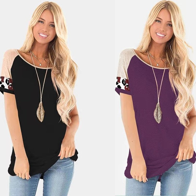 Damen modisches Kurzarm-Oberteil mit buntem Ärmel-Design Stalluxe