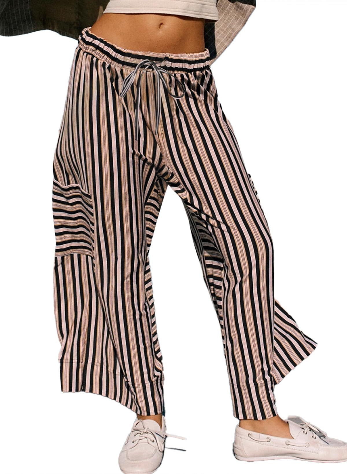 Women's Striped Wide-Leg Trousers Stalluxe