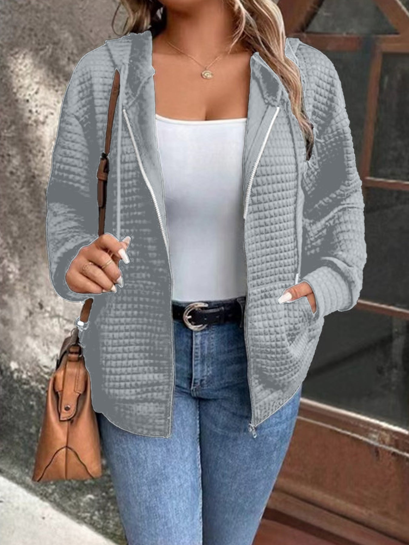 Damen Steppjacke mit Kapuze und Reißverschluss Stalluxe