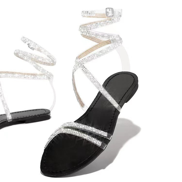 Damen Glitzernde Riemchen-Sandalen mit schickem Strassbesatz Stalluxe