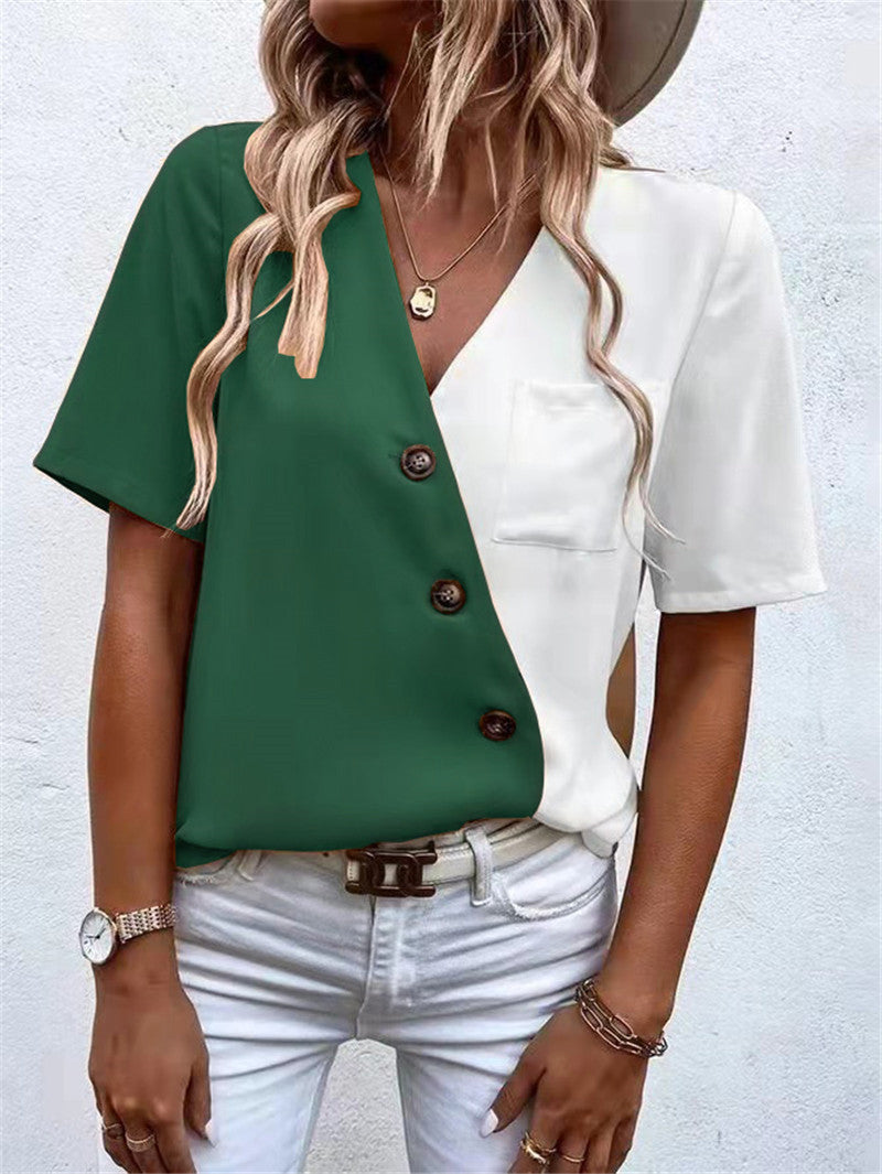 Damen Trendige Bluse mit asymmetrischem Schnitt und Knopfdetail Stalluxe