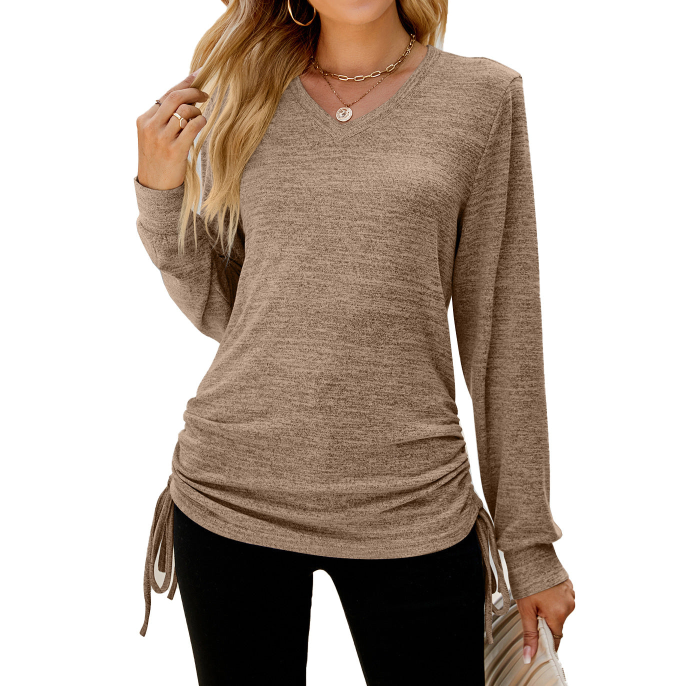 Damen Langarmshirt mit verstellbarem Bund Stalluxe
