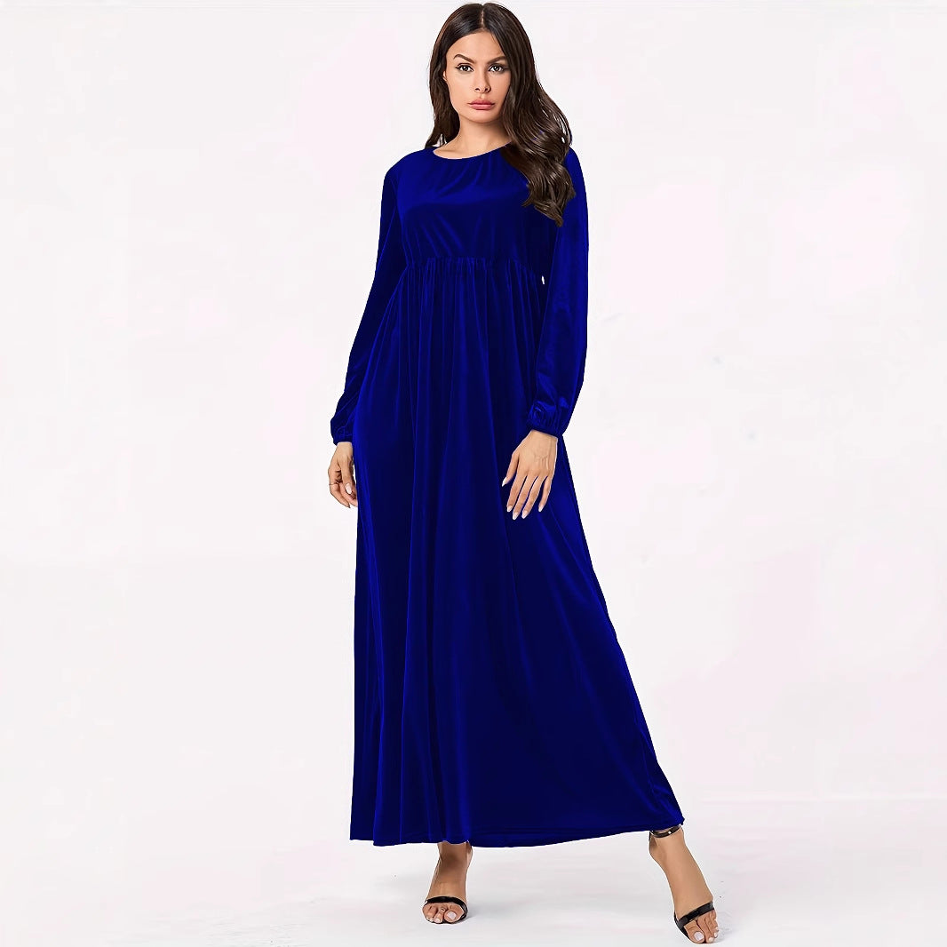Damen Maxikleid aus luxuriösem Samt mit elegantem Faltenwurf Stalluxe
