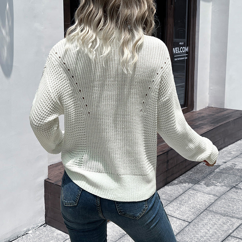 Damen Strickpullover mit V-Ausschnitt und Strukturmuster Stalluxe