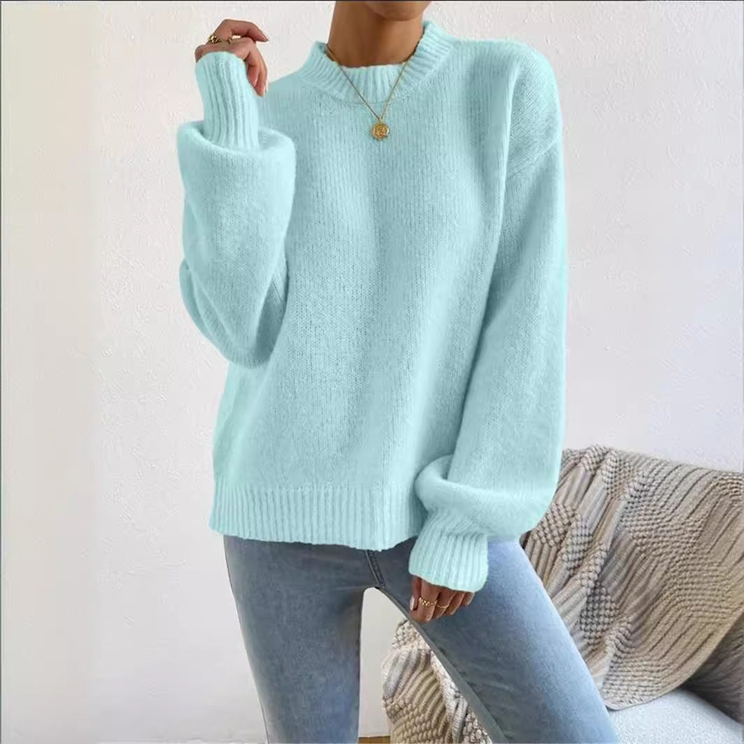 Damen lockerer Strickpullover mit hohem Kragen und strukturiertem Design Stalluxe