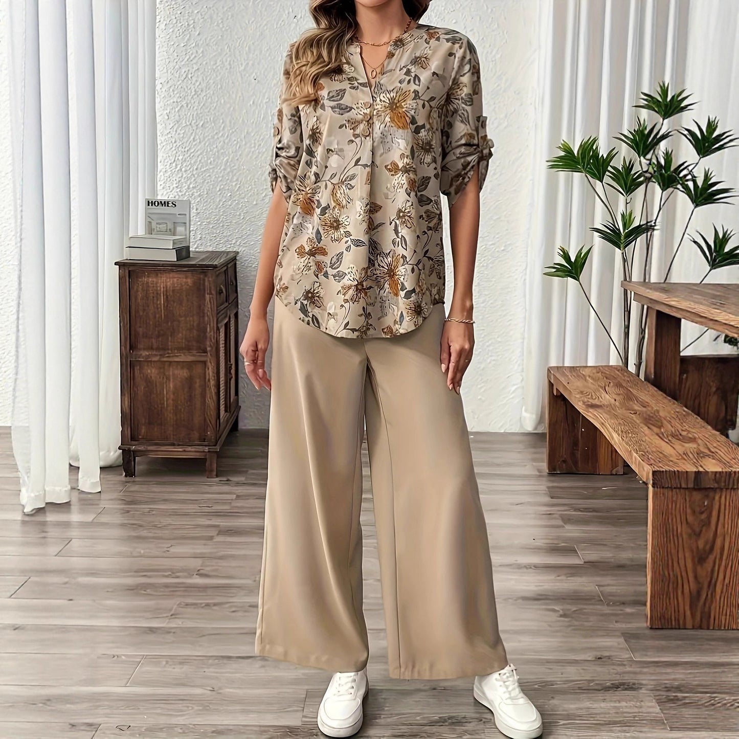Damen Hemdbluse mit floralem Muster Stalluxe