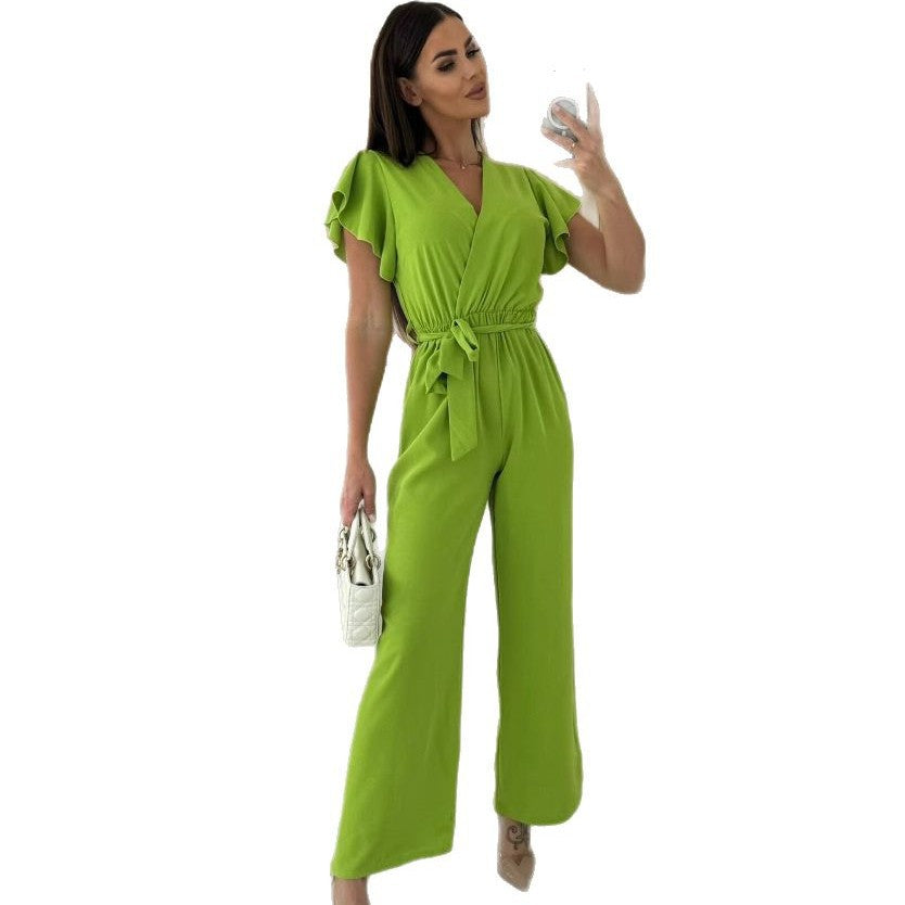 Damen Overall mit fließendem Stoff und voluminösen Ärmeln Stalluxe