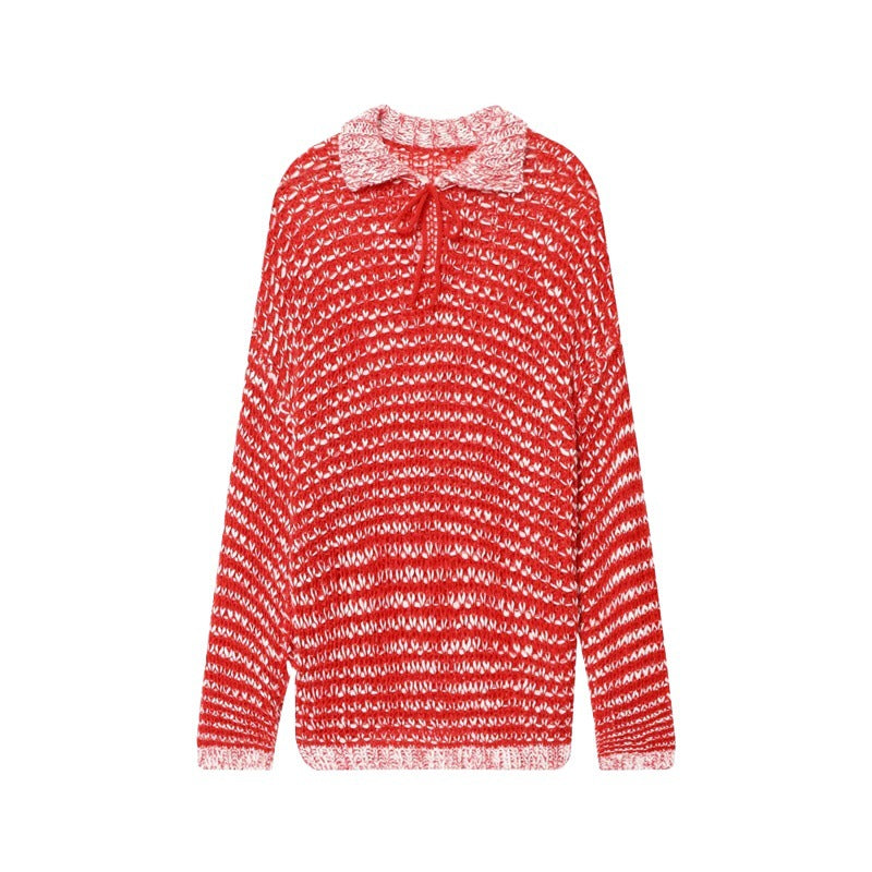 Damen lässiger Strickpullover mit modischem Kragen und Rüschendetail Stalluxe