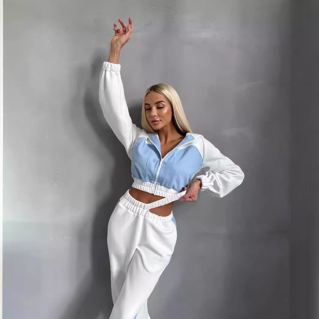 Damen Sportliches Zweiteiler-Set mit Crop-Top und weitem Schnitt Stalluxe