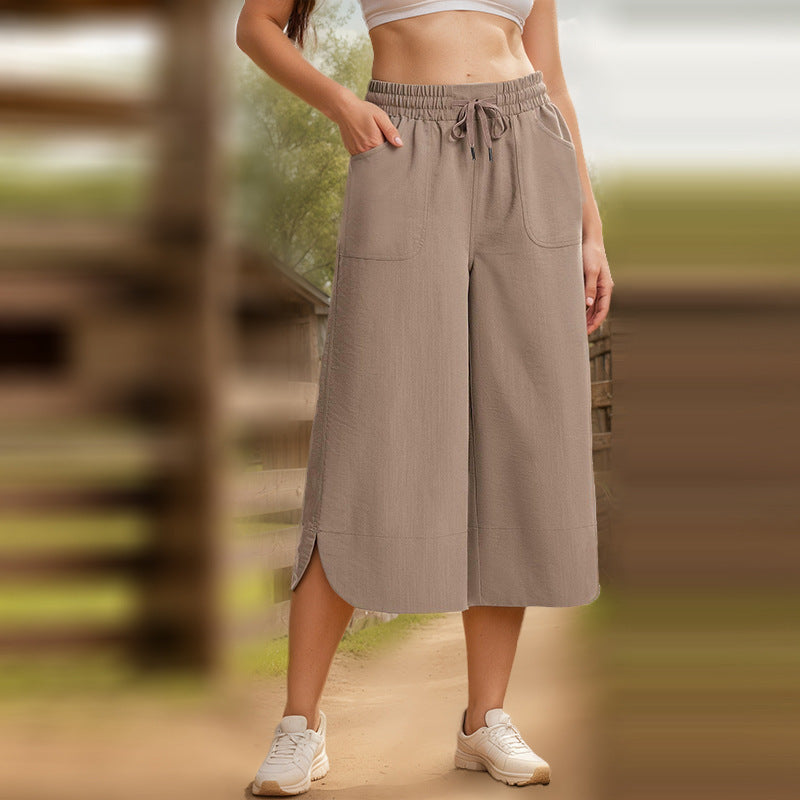 Women's Drawstring Culotte Pants Stalluxe