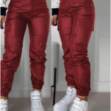 Damen modische High-Waist Cargo-Hosen mit elastischem Bündchen Stalluxe