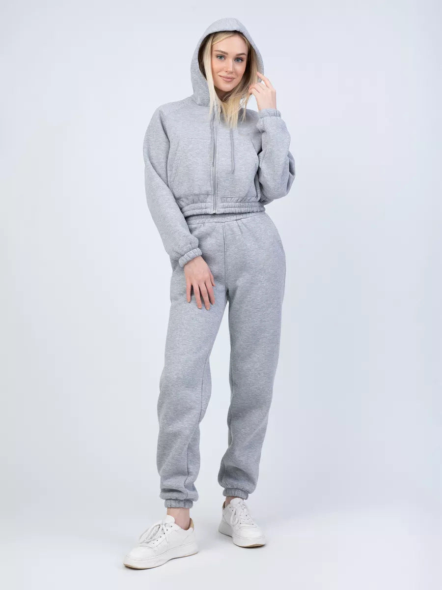 Damen Fleece-Sweatanzug mit Kapuze und elastischem Bund Stalluxe