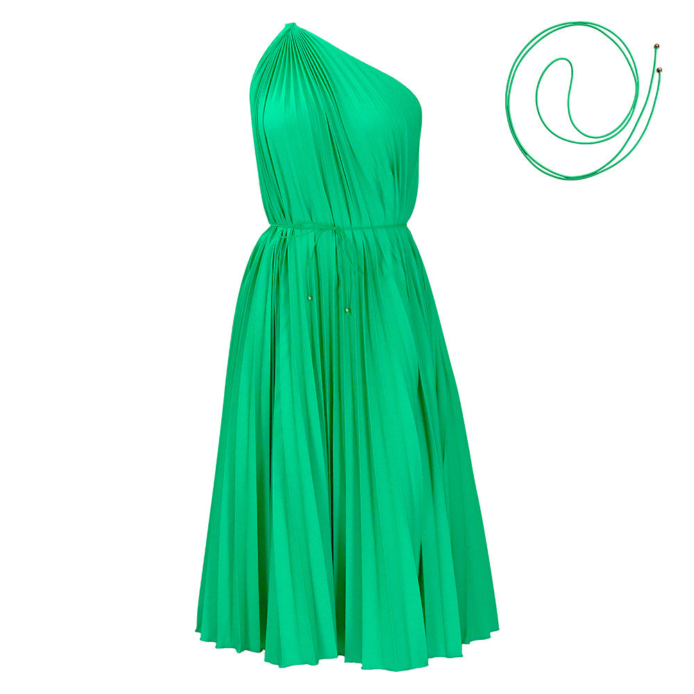 Damen trägerloses Plisseekleid mit raffiniertem Kordelzug Stalluxe