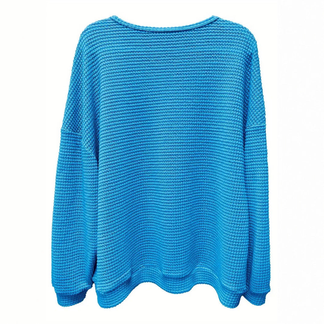 Damen lässiger Strickpullover mit weitem Schnitt und elastischen Bündchen Stalluxe