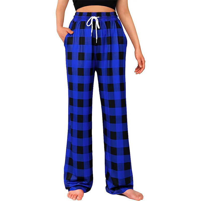 Women's Relaxed Fit Plaid Lounge Pants Stalluxe