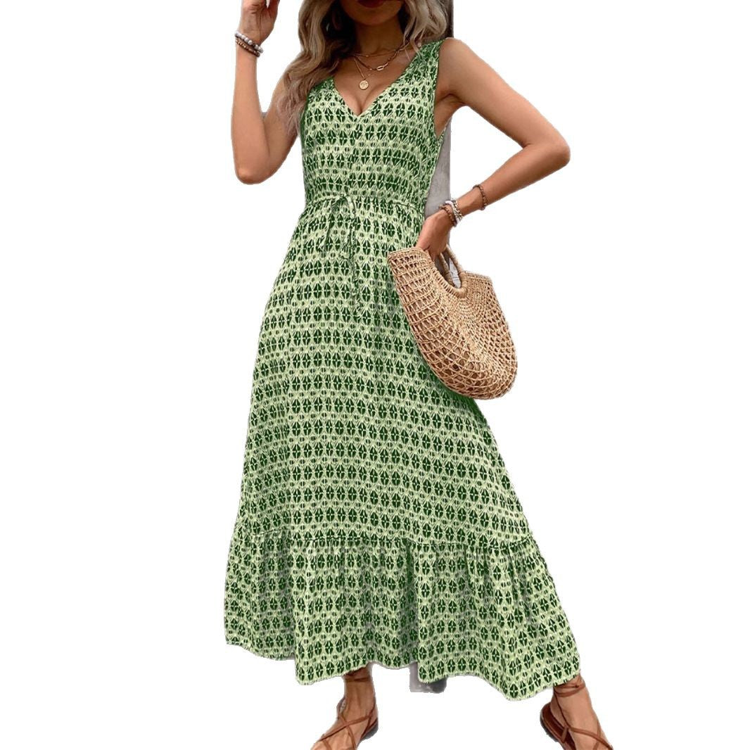 Damen Maxikleid mit verspieltem V-Ausschnitt und Rüschensaum Stalluxe
