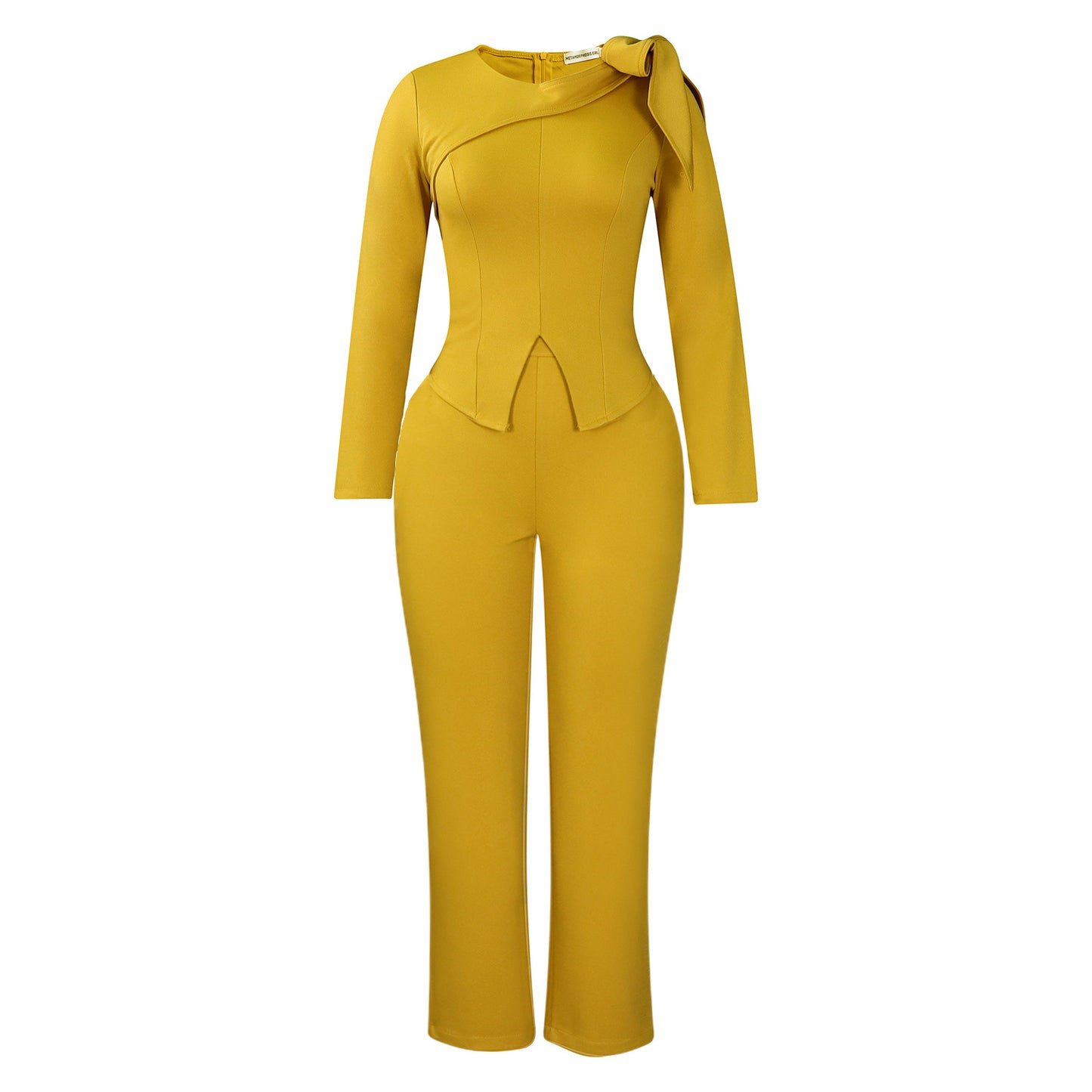 Damen Eleganter Jumpsuit mit asymmetrischem Design und dekorativer Schleife Stalluxe