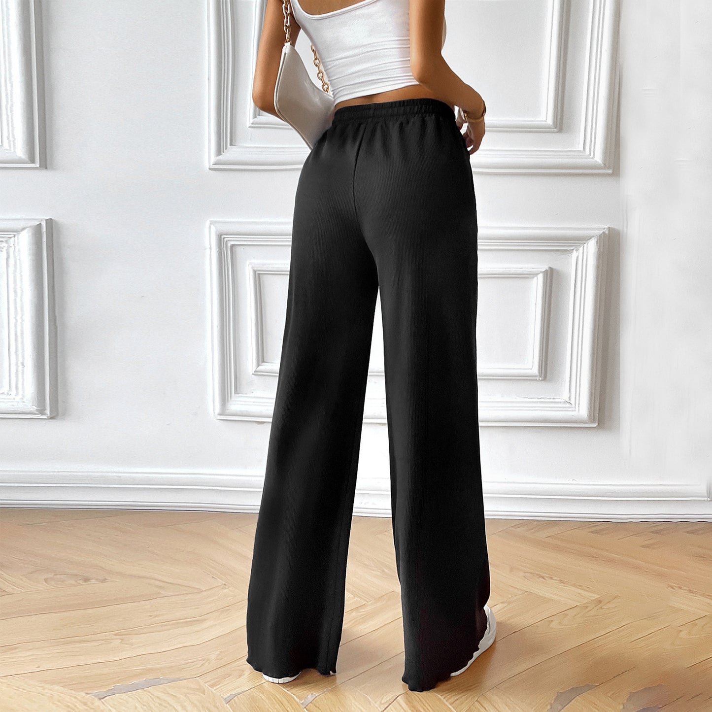 Damen Lässige Freizeithose mit hohem Bund und elastischem Taillenbund Stalluxe