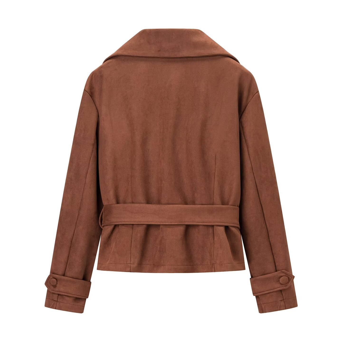 Damen modische Suede-Blazerjacke mit Gürtel und elegantem Schnitt Stalluxe