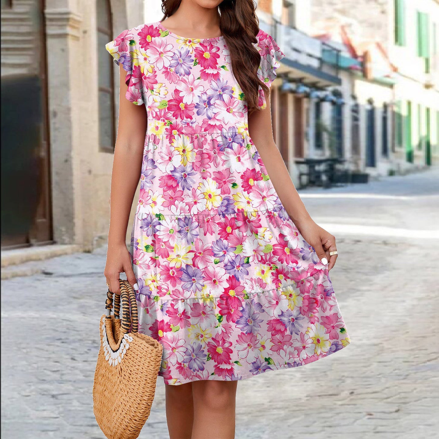 Damen Floral Maxikleid mit Rüschendetails und bequemem Schnitt Stalluxe