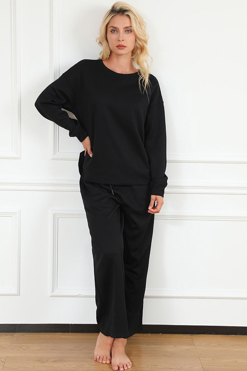 Damen Lässiges Lounge-Set mit weitem Schnitt und bindbarem Taillengürtel Stalluxe