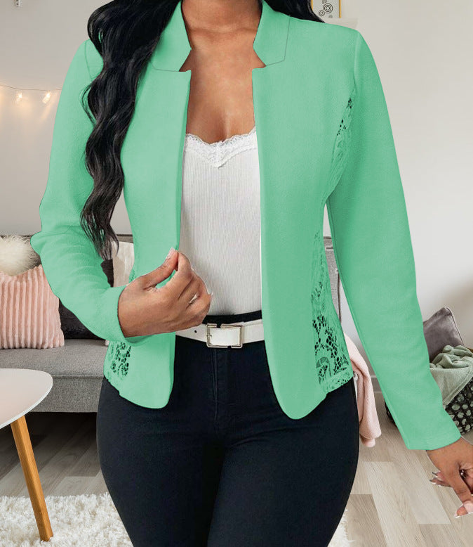 Damen Elegante Blazerjacke mit feinen Häkelverzierungen Stalluxe