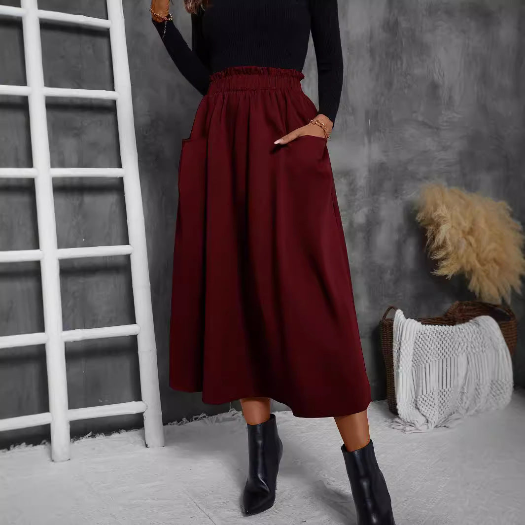 Damen Luftiger Midirock mit elastischem Bund und praktischen Taschen Stalluxe
