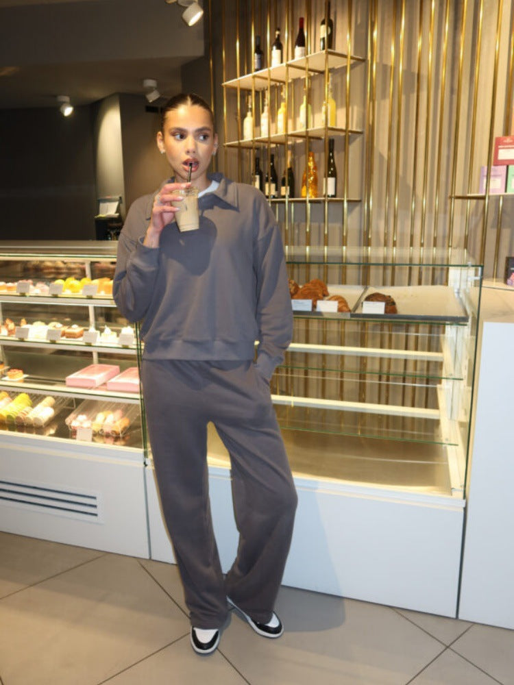 Damen sportlicher Freizeit-Loungewear mit Kragen Stalluxe