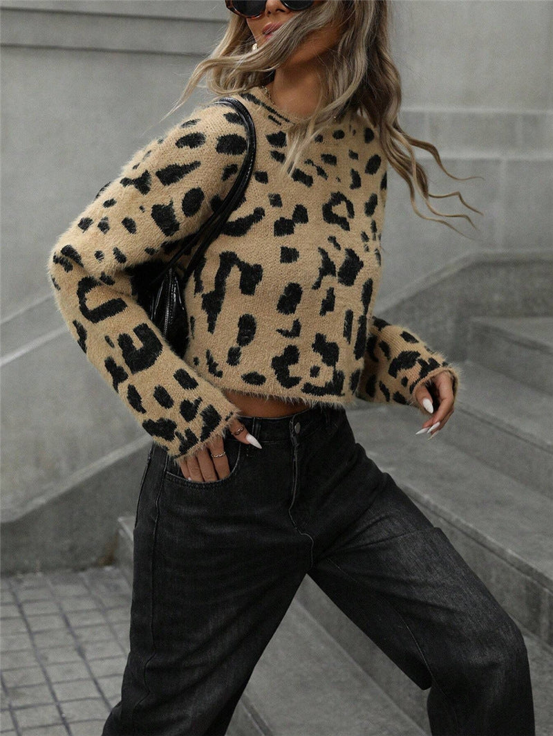 Damen Kuscheliger Leoparden-Pullover Stalluxe