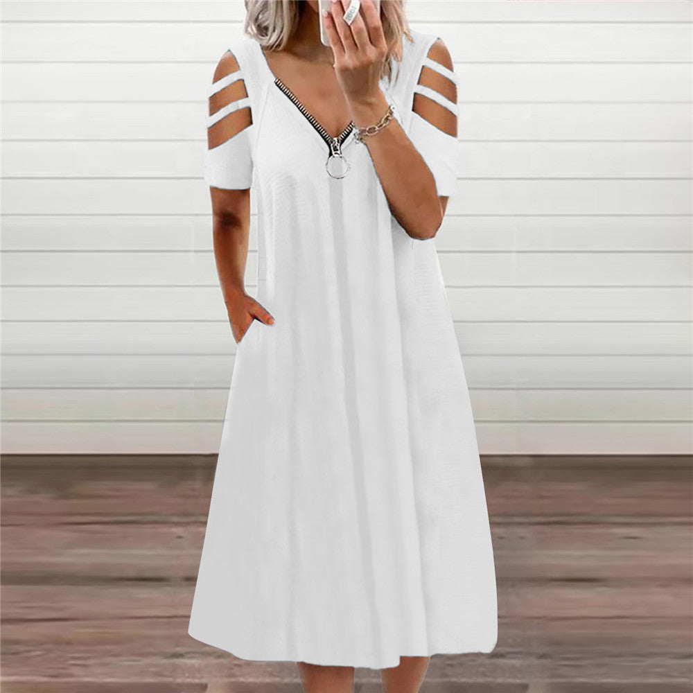 Damen Kleid mit offenen Schultern und tiefem V-Ausschnitt Stalluxe