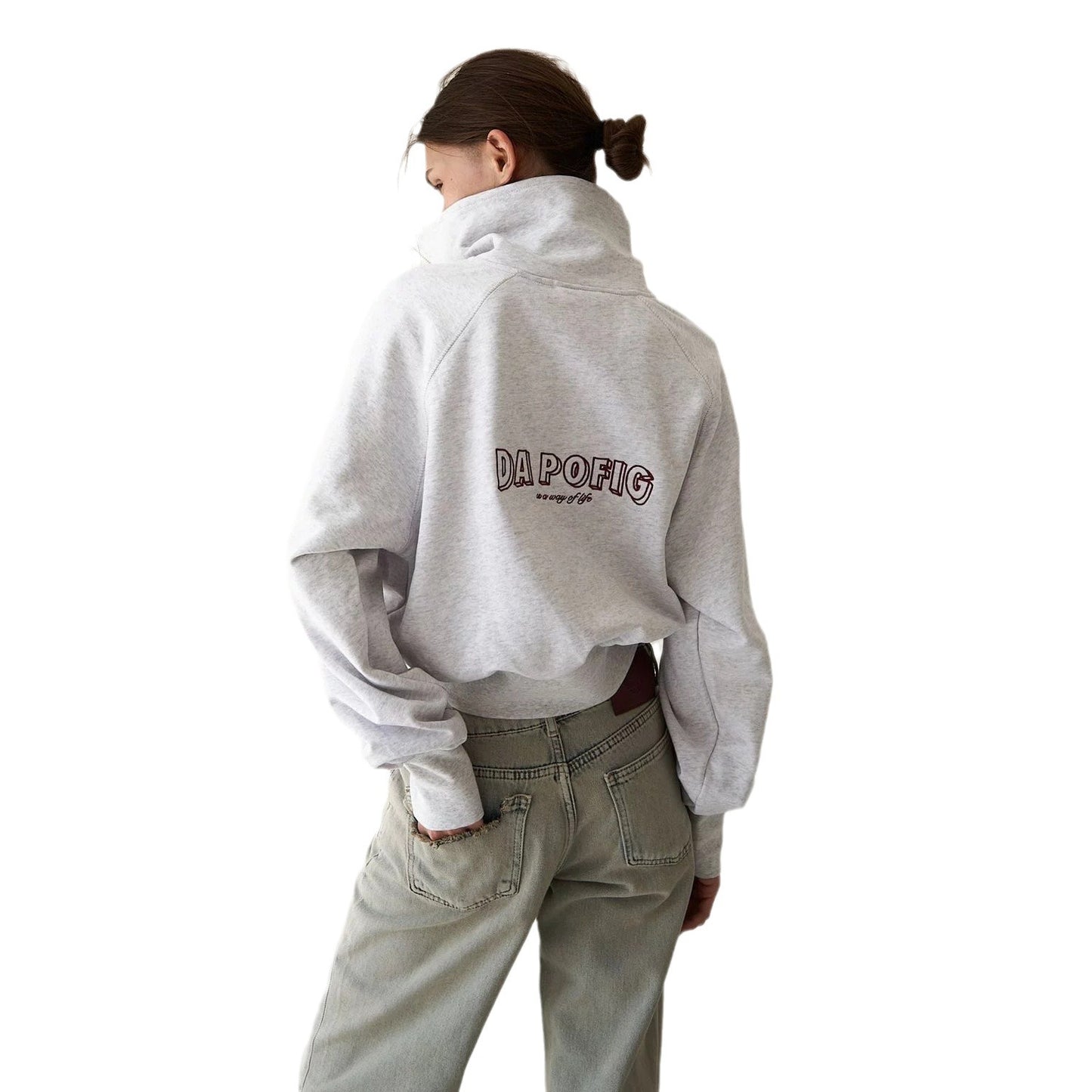 Damen Cropped Sweatshirt mit hohem Kragen und Reißverschluss Stalluxe